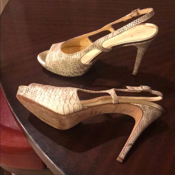 Kate Spade, python print, leather sling back heels - Picture 2 of 8